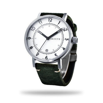 Bravur | BW001 - Silver - Olive Suede Leather