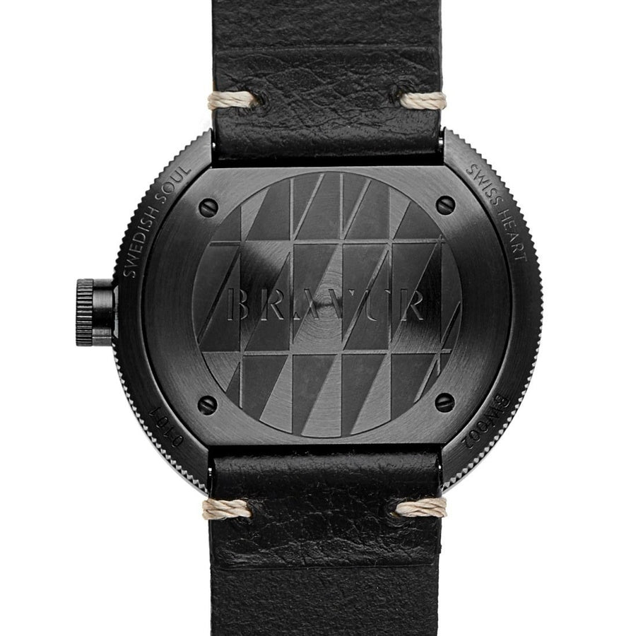 Bravur | BW002 - Black PVD / Black Leather