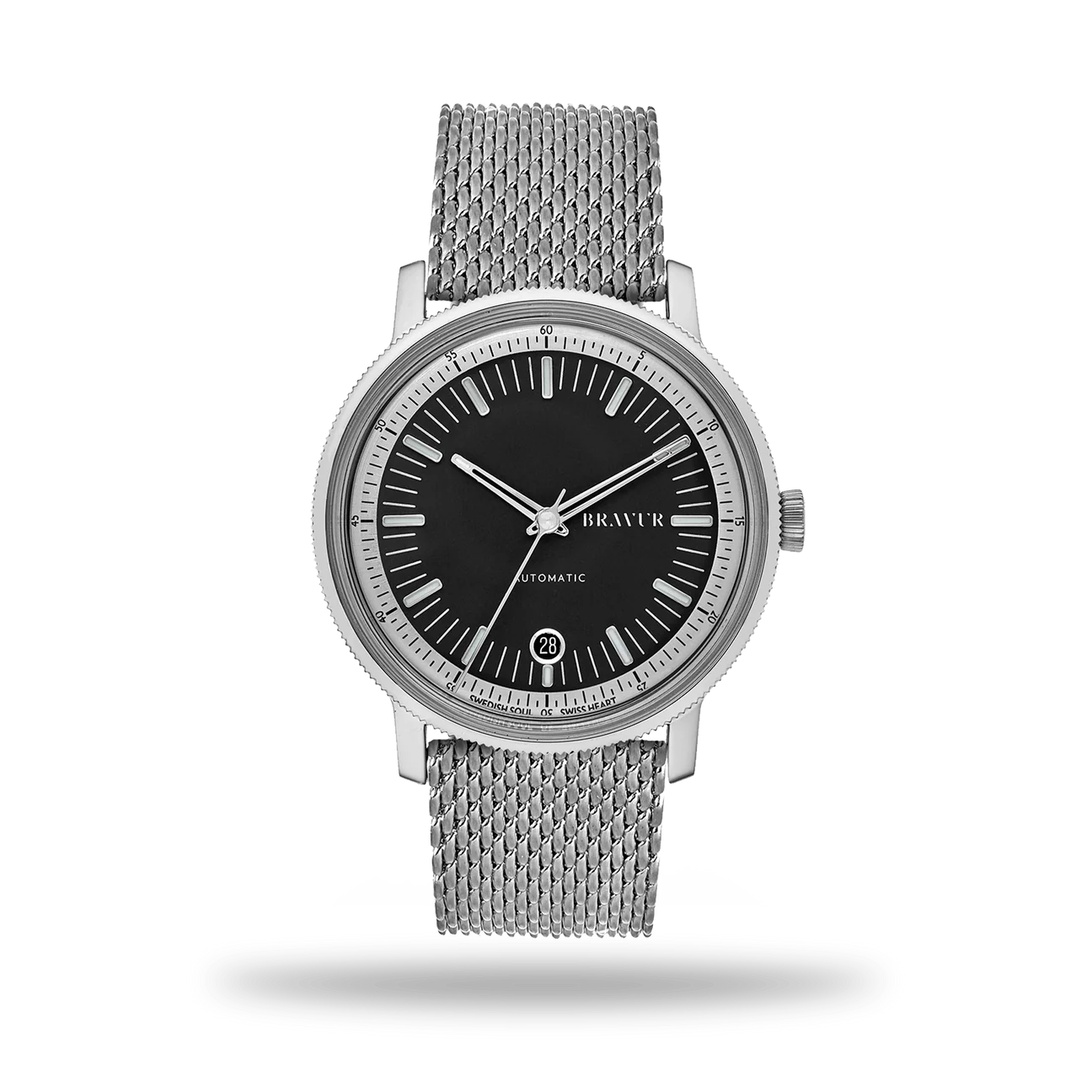 Bravur | BW003 - Silver Black / Milanese Mesh (Automatic)