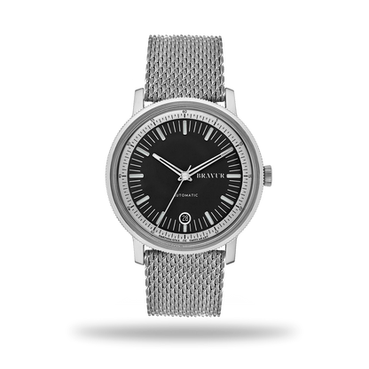 Bravur | BW003 - Silver Black / Milanese Mesh (Automatic)
