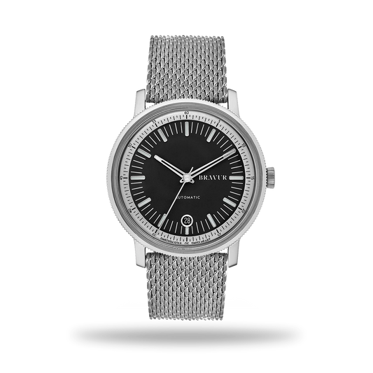 Bravur | BW003 - Silver Black / Milanese Mesh (Automatic)