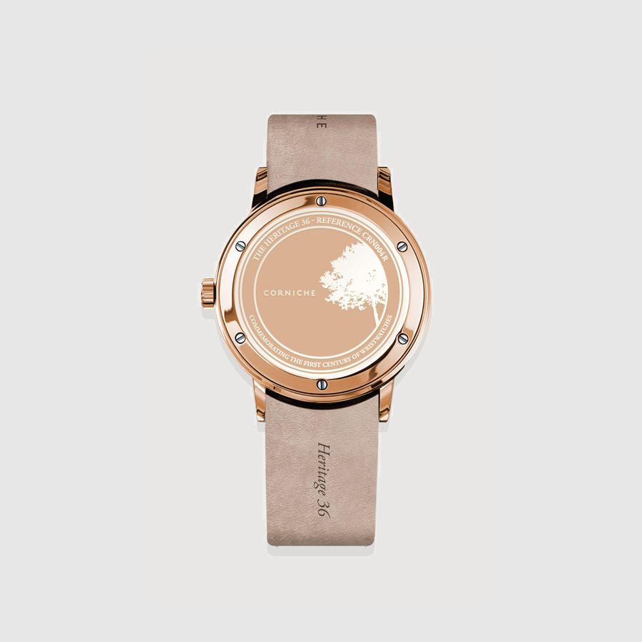 Corniche | Heritage 36 - Rose Gold / Brown Leather