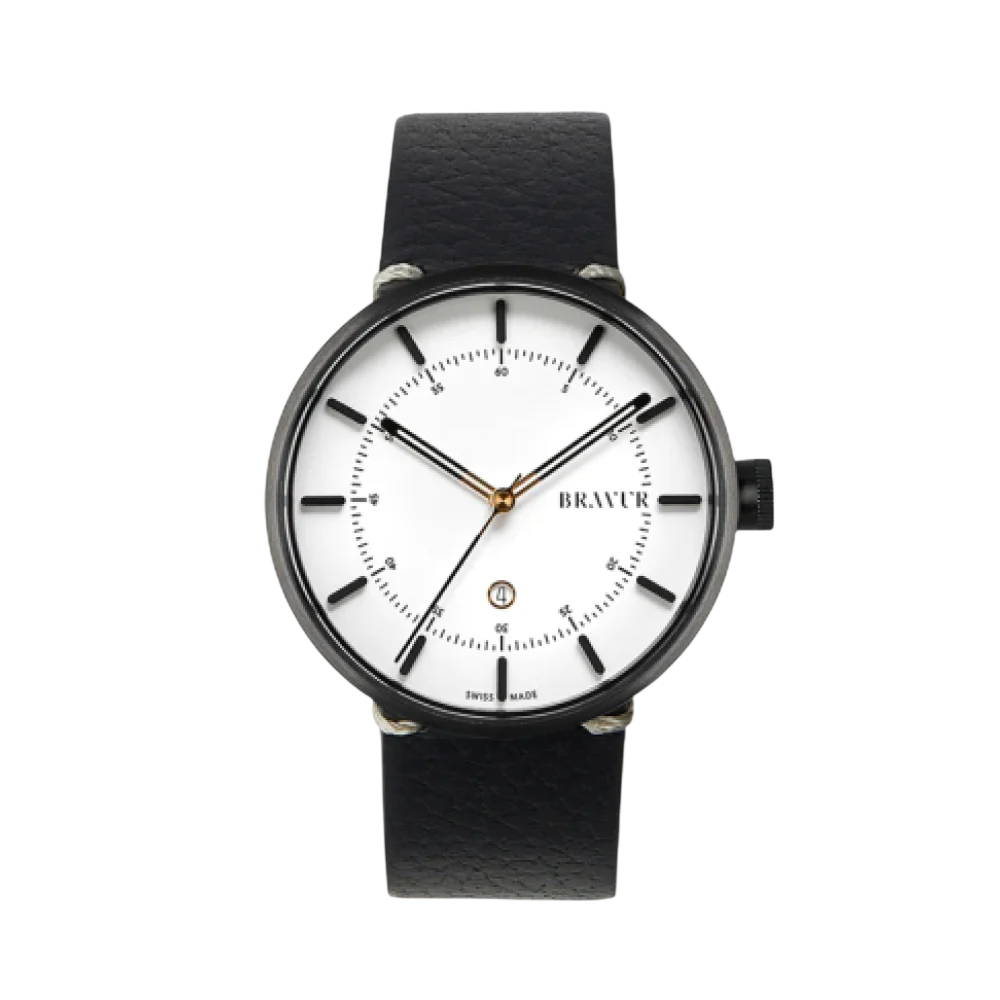 Bravur | BW002 - Black PVD / Black Leather