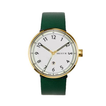 Bravur | BW102 - Gold / Deep Green Leather