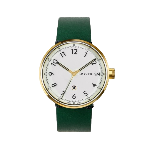 Bravur | BW102 - Gold / Deep Green Leather