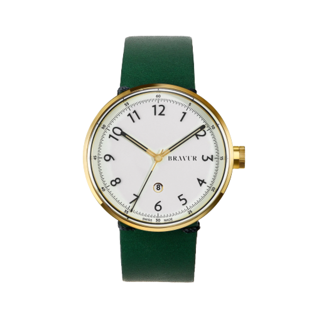 Bravur | BW102 - Gold / Deep Green Leather