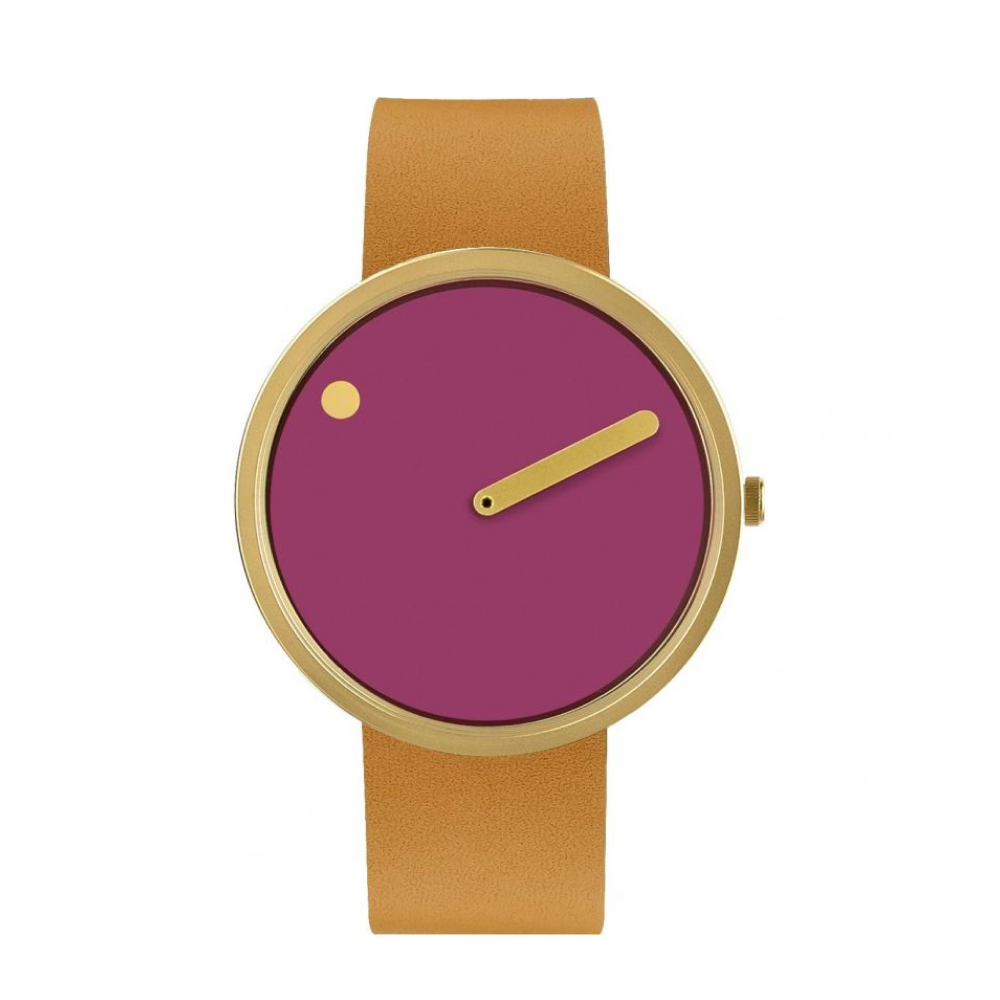 Picto |  Pink Dial / Peruvian Brown Leather Strap