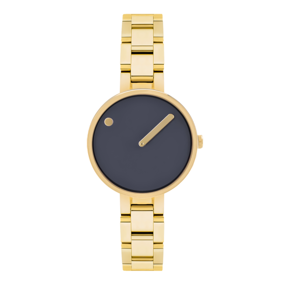 Picto |  Midnight Blue Dial / Polished Gold Steel Bracelet