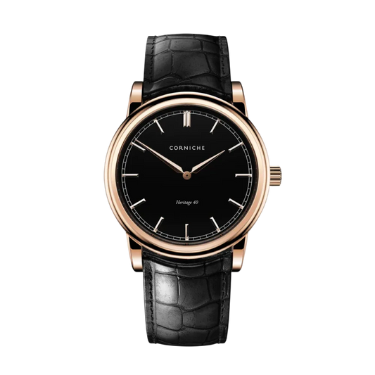 Corniche | Heritage 40 - Rose Gold / Black Leather