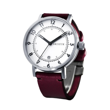 Bravur | BW001 - Silver / Burgundy Leather