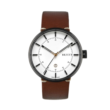 Bravur | BW002 - Black PVD / Brown Leather