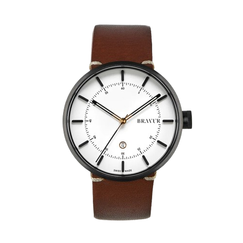 Bravur | BW002 - Black PVD / Brown Leather