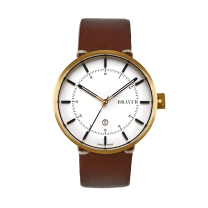 Bravur | BW002 - Gold / Brown Leather