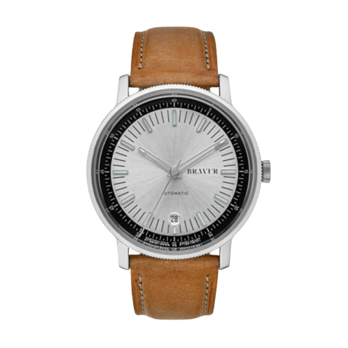 Bravur | BW003 - Silver / Tan Leather (Automatic)