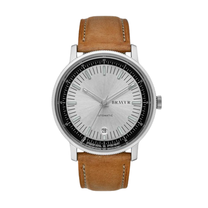 Bravur | BW003 - Silver / Tan Leather (Automatic)