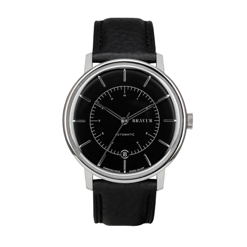 Bravur | Scandinavia - Silver / Black Leather (Automatic)