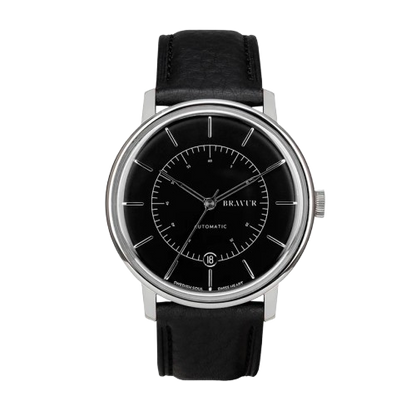 Bravur | Scandinavia - Silver / Black Leather (Automatic)