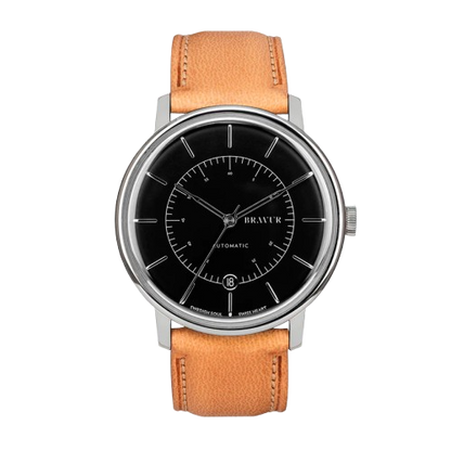 Bravur | Scandinavia - Silver Black / Tan Leather (Automatic)