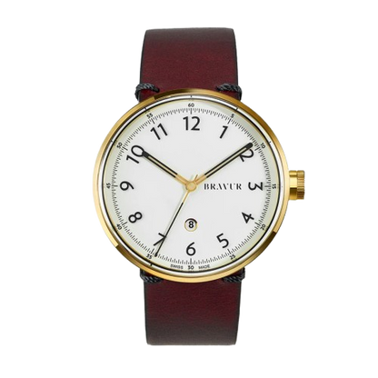 Bravur | BW102 - Gold / Burgundy Leather