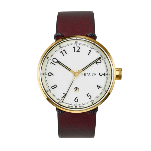 Bravur | BW102 - Gold / Burgundy Leather