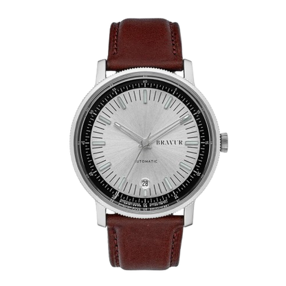 Bravur | BW003 - Silver / Brown Leather (Automatic)