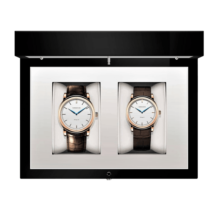 Corniche | Heritage Gift Set - Rose Gold / Brown Leather