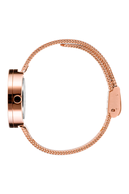 Picto |  Black Dial / Matt Rose-Gold Mesh Band