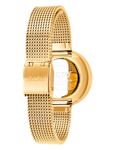 Picto |  White Dial / Matt Gold Mesh Band