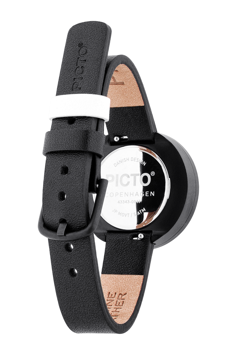 Picto |  White Dial / Black Leather Strap