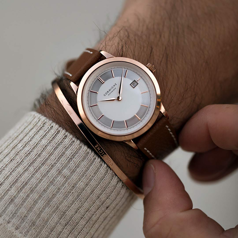 Corniche | Historique - Rose Gold / Cognac Brown Leather