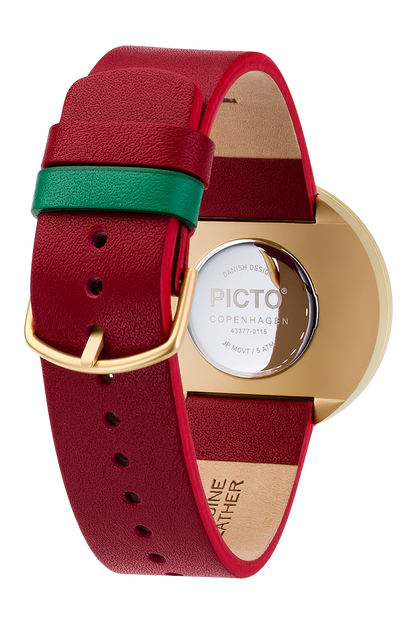 Picto |  Dusty Green Dial / Burgundy Red Leather Strap