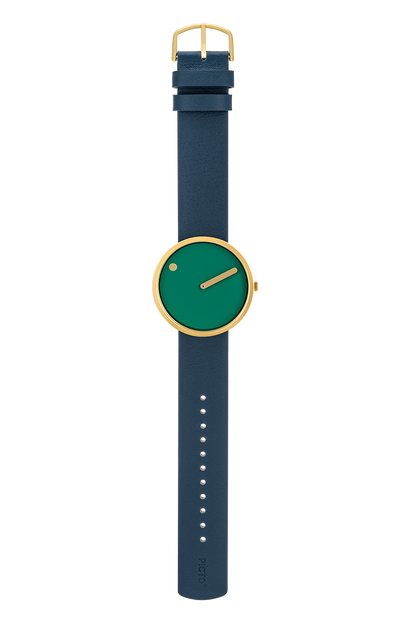Picto |  Dusty Green Dial / Midnight Blue Leather Strap