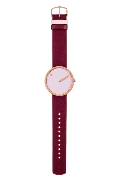 Picto | Dusty Rose Pink Dial / Burgundy Red Leather Strap