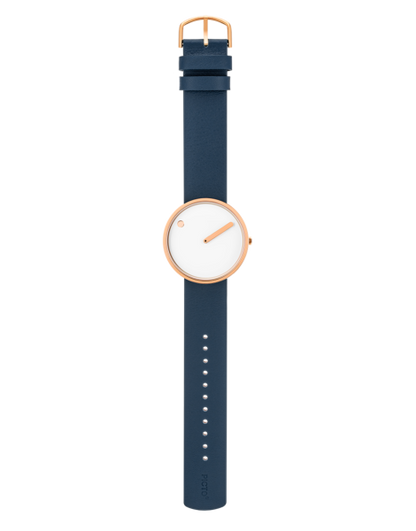 Picto | White Dial / Midnight Blue Leather Strap