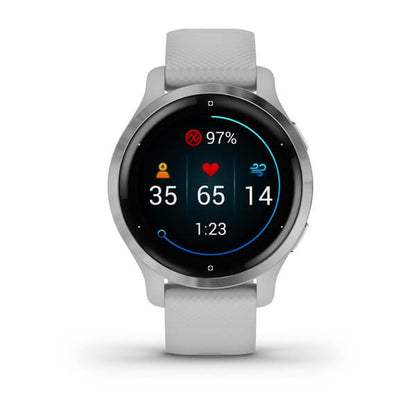 VENU 2S | Silver Stainless Steel Bezel with Mist Gray Case and Silicone Band
